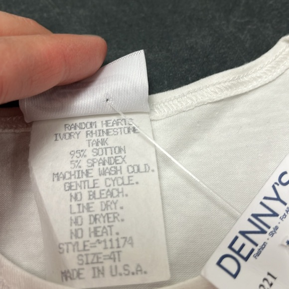 Random Hearts NWT Girls ivory rhinestone tank size 4T - Picture 5 of 6